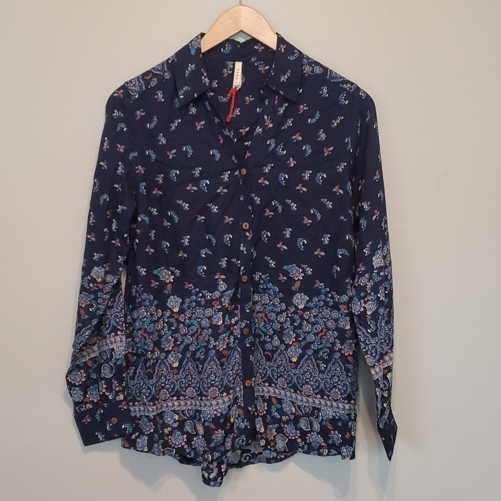 NEW Anthropologie Womens RAGA Floral Button down Shirt sz S - Picture 2 of 7